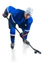 Hockey player in crouch position