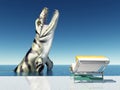 Holiday experience with sea monster computer generated d illustration dakosaurus and deck chair Stock Photo