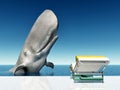 Holiday experience with whale computer generated d illustration and deck chair Stock Photo