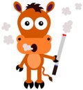 Horse tobacco a humorous illustration of a smoking a very big cigarette Stock Photos