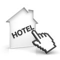 Hotel online with cursor is pointing Royalty Free Stock Image