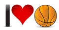 I love Basketball, Heart with Basketball Ball