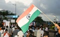 Indian national flag waved during protest rally Stock Photography