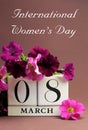 International Women's Day, March 8, calendar - Vertical with message