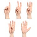 Isolated man hands show the number one, two, three, four, five