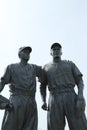 Jackie Robinson and Pee Wee Reese Statue in Brooklyn in front of MCU ballpark