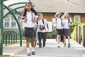 Junior school children leaving school