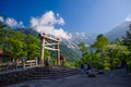 Kamikochi kappa bashi bridge at upper highlands is one of japan s national cultural assets located at nagano prefecture Stock Images