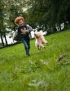 Kid And Dog Running