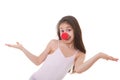 Kid with red clown nose