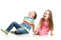 Kids Boy And Girl Looking Up