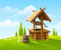 Landscape With Old Wooden Well...