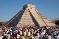 Large Group of People Watching the Spring Equinox at Chichen Itza Kukulcan Temple