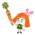 Little girl with carrot cartoon illustration