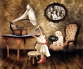 Little Girl With Gramophone