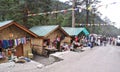 Local handicraft market at yumthang valley sikkim north india where tourists can buy variety of items like woollen clothes Stock Images