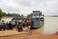 Locals crossing river Sharavathi in South India Stock Image