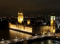 London night scene, Big Ben and Westminster Abbey