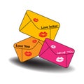 Love letters abstract colorful background with three colored in yellow orange and pink Royalty Free Stock Images