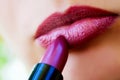 Macro View Of Female Lips And ...