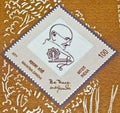 Mahatma Gandhi's postage stamp on Khadi Royalty Free Stock Image