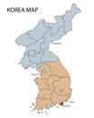 Map of North and South Korea