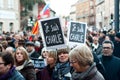 March against Charlie Hebdo magazine terrorism attack, on January 7th, 2015 in Paris