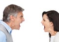 Mature man and woman yelling at each other