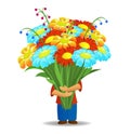 Men Hold Bouquet Of Flowers