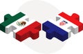 Mexico and Croatia Flags in puzzle