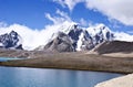 The mighty snow capped himalayas at gurudongmar lake sikkim india Stock Photo