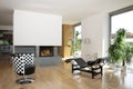 Modern home with fireplace