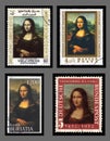 Mona Lisa postage stamps