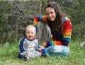Mother And Baby On The Nature