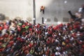 Motion Blur of a Crowd of Fans Cheering During a Parade Celebrating the Chicago Blackhawks' Stanley Cup Victory - June 11, 2010