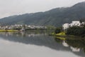 Mountain, river and village in east China