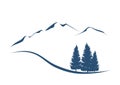 Mountains and firs stylized illustration showing an alpine landscape with Royalty Free Stock Photo