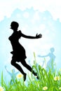 Nature Background With Girl Si...