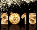 New 2015 Year with golden xmas ball