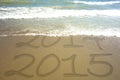 New Year 2015 Waterline Text Sand