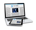 News laptop and tablet pc computer with page on a screen technology and science concept d image Stock Images