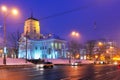 Night winter panorama of Minsk, Belarus