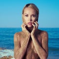 Nude Blonde At The Sea