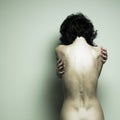 Nude Elegant Woman. Human's Back