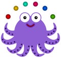 Octopus juggles illustration of an juggling six balls Royalty Free Stock Image
