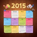 Office Stickers Calendar 2015 calendar on Wooden