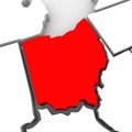 Ohio Red Abstract 3D State Map United States America
