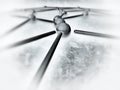 Old style monochrome representation of a network with interconnected nodes referring to the notion processes project management Royalty Free Stock Images