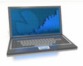 Open laptop with graphs and bars on-screen