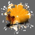 Orange background abstract with palms this illustration may be useful as designer work Stock Photos